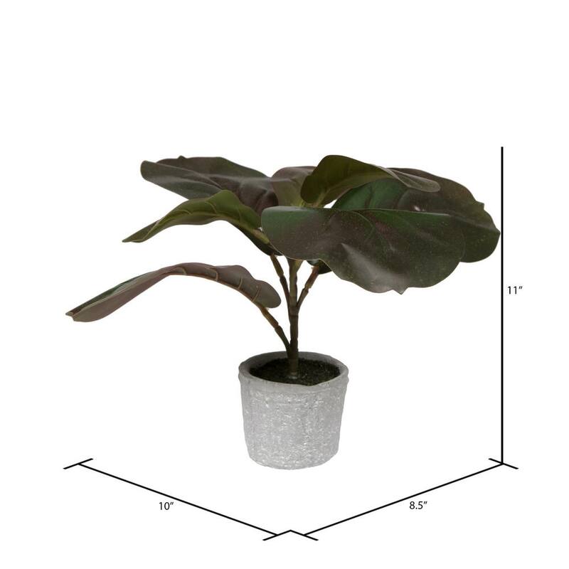 Vickerman 11" Red and Green Artificial Fiddle Leaf Fig Plant in Pot